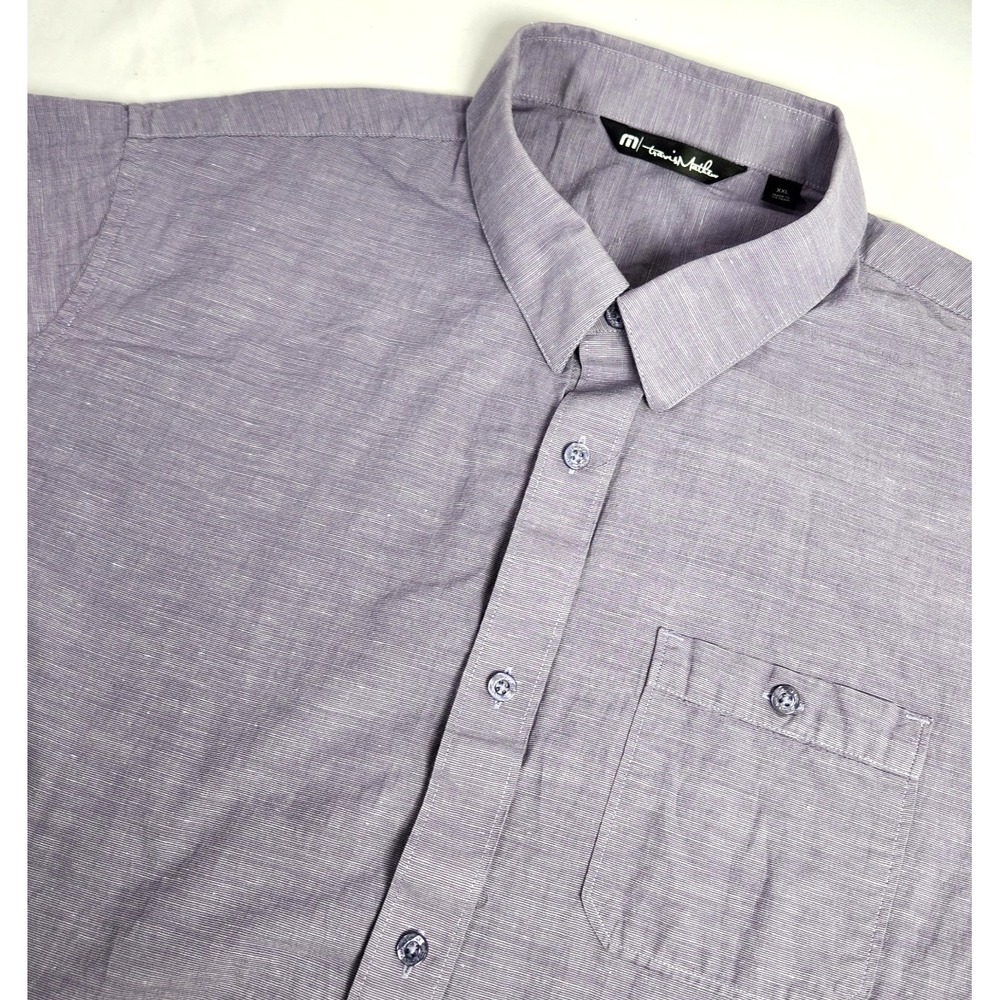 men's TRAVIS MATHEW short sleeve button‎ up Purple cotton blend Size XXL